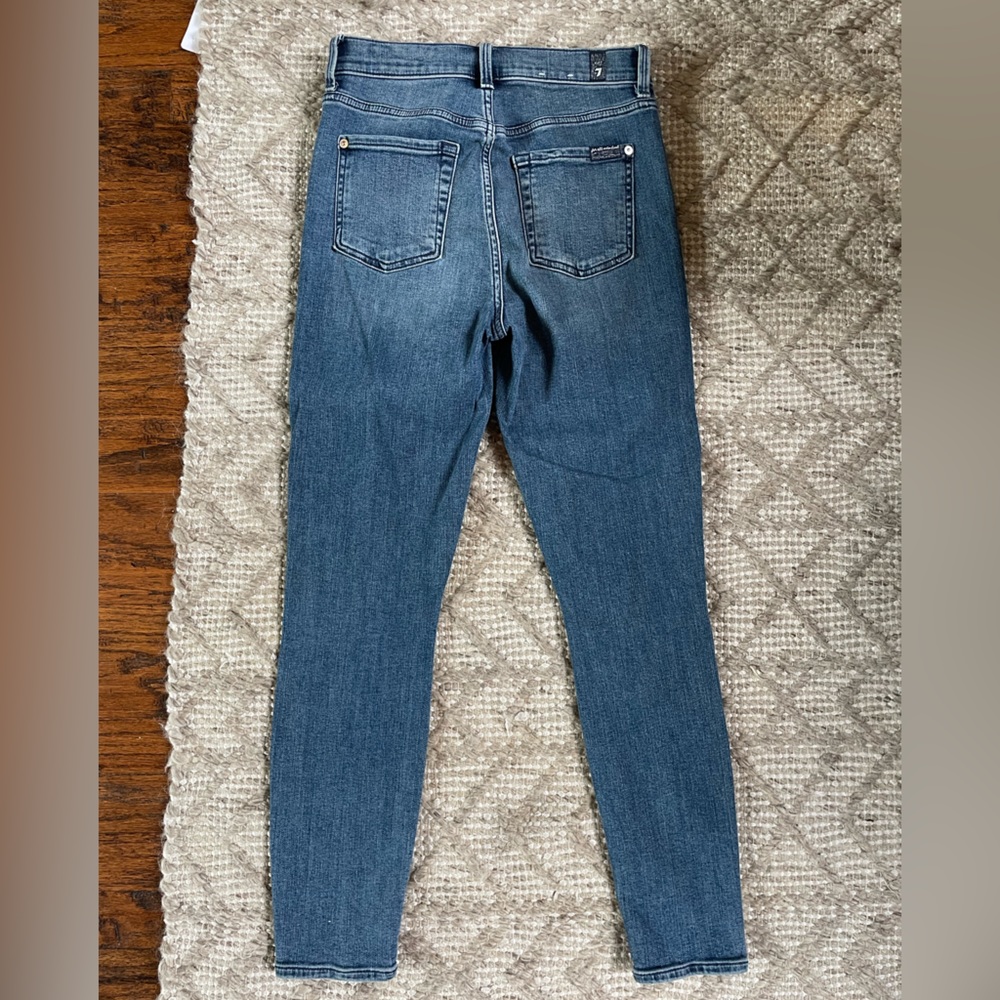 7 For All Mankind Silver Racing Stripe High Rise Jeans - Picture 3 of 4